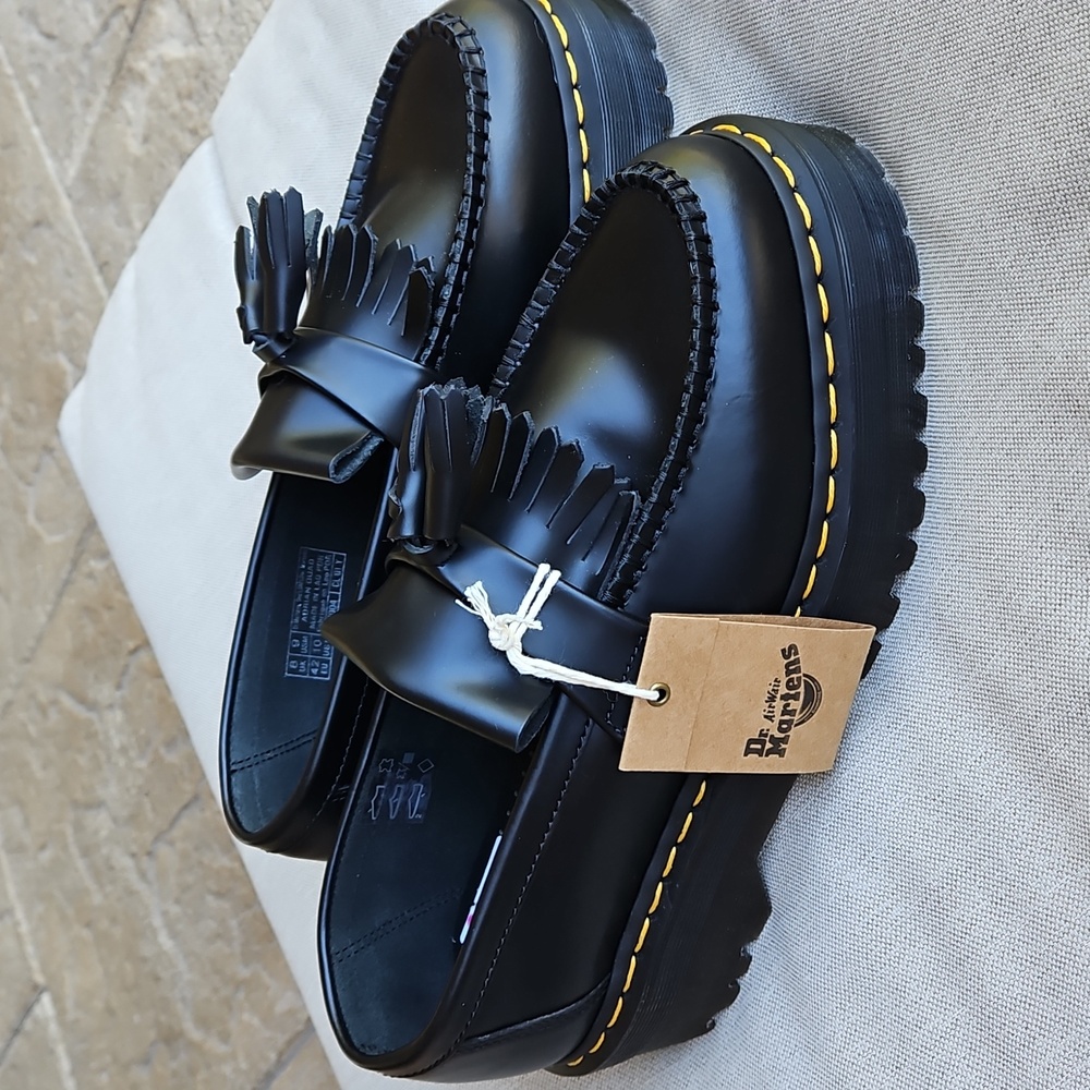Dr. Martens Black Tassel Platform Loafers